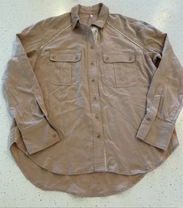 XS Free People Shirt Damen X Small Lyocell Knopfleiste Kragen Blush Pink Lang - Bild 1 von 14