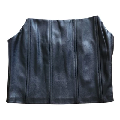 PULL&BEAR 黑色人造皮革紧身胸衣紧身裁剪上衣 S 码全新带标签  — 第 1/4 张图片