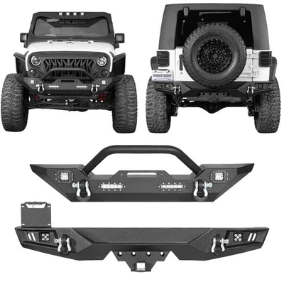 FRONT OR REAR BUMPER W/LED LIGHTS,LICENSE PLATE MOUNT FOR JEEP WRANGLER JK 07-18 Foto 1 de 4