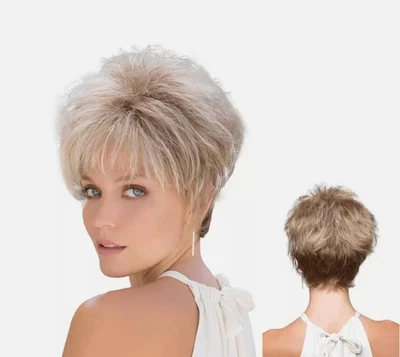 Pelucas con flequillo para mujer blanca marrón ombre rubia peluca corta corte pixie Foto 1 de 3