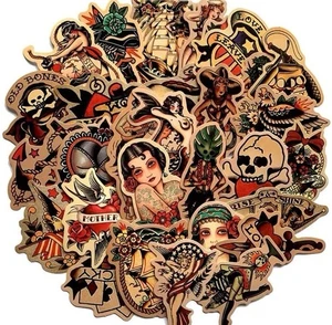 100 Stck. Matrose Tattoo Aufkleber Vintage für saubere glatte Oberflächen Kostenloser Versand! - Bild 1 von 5