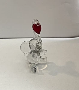 Vintage 70s 🐘💖 Hand-Blown Glass Elephant Figurine with Red Heart Murano Style - Picture 1 of 7