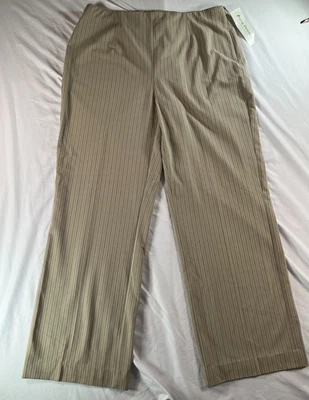 Pantalones de vestir Rena Rowan elásticos beige a rayas cremallera lateral talla 16 NUEVO para mujer Nuevos con etiquetas Foto 1 de 4