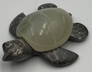 VTG Miniature Hand Carved Agate Stone Sea Turtle Figurine Paperweight 2 Inch - Picture 1 of 4