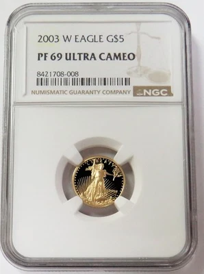 2003 W GOLD $5 PROOF AMERICAN EAGLE 1/10oz NGC PF 69 UC - Image 1 of 2