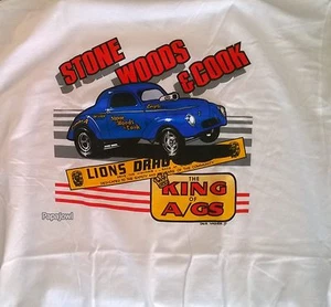 Stone Woods & Cook Lions Drag Strip KING of A/GAS T-Shirt NHRA Willys Long Beach - Picture 1 of 2