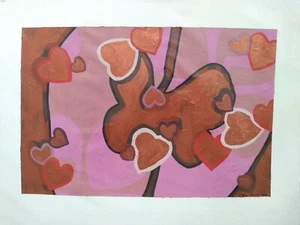 ORIGINAL 'UNIQUE' ACRYLIC 'hearts' PAINTING by S.L.Lennox 2011 - SALE!!! - Picture 1 of 2