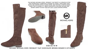 Michael Kors Bromley flache schokobraune Damenstiefel mit Reißverschluss: Größe 10 M - Bild 1 von 11