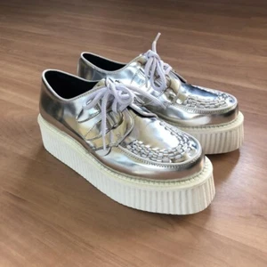 London Underground Creeper Plata Espejo Cuero Talla 5.5 (EU 39) NUEVO - Imagen 1 de 4