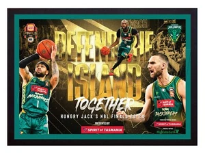 Framed 2024 Tasmania JackJumpers NBL Champions Basketball Poster - 84cm x 59.5cm - Picture 1 of 3