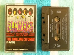 ROLLING STONES Flowers CASSETTE TAPE Abkco 1967/198? Reissue BLACK SHELL - Imagen 1 de 1