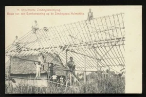 Bamboo House being build Mission Halmahera Moluccas Maluku Indonesia 1899 - Picture 1 of 1