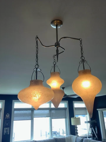 CX Designs Italy Venetian Murano Glass Vetri Soffiati 3-Arm Chandelier Cover