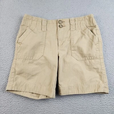 Pantalones Cortos Eddie Bauer Para Mujer 4 Ripstop Beige Frente Plano Golf Senderismo Algodón Informal Foto 1 de 4
