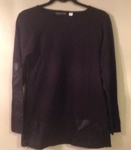 Styled by Joe Zee Long Sleeve Top w/ Faux Leather Trim Size XS NWOT QVC - Picture 1 of 1