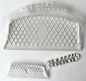 Vintage Table Crumb Set/Sweeper w/BOX Clear Plastic Pretty Design Made in USA - Picture 1 of 5