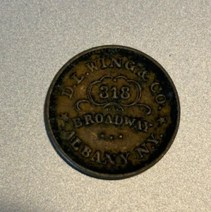 Seltenes Bürgerkriegstoken, DL WING & CO, 318 BROADWAY ALBANY NY, UNIONSMEHL - Bild 1 von 4