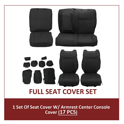 For Toyota Tundra CrewMax 2014-2021 Black Front & Rear Seat Covers Set Foto 1 de 4