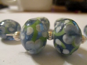 12 Floral 18 x 12 mm  Lampwork Glass Beads So Pretty  SLW5 - Picture 1 of 5