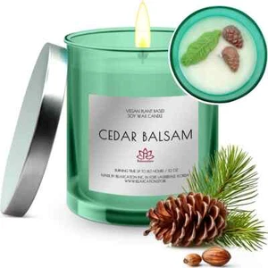 Vela de cera de soja BÁLSAMO DE CEDRO en tarro de vidrio (10 oz) - Imagen 1 de 11