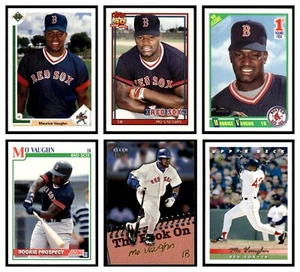 MO VAUGHN LOT OF 6 BASEBALL CARDS MLB BOSTON RED SOX TOPPS UD BOWMAN RC - Picture 1 of 14