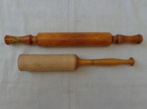 Antiker Nudelholz & Stößel Vintage Küchenzubehör geschnitztes Holz Mörser Mahlwerk - Bild 1 von 8