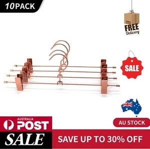 Adult Rose Gold Shiny Metal Wire Pant Clips Bottom Trouser Hangers Storage 10PCS - Picture 1 of 14