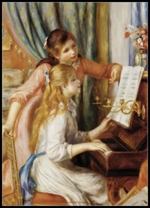 Girls at the Piano - Counted Cross Stitch Patterns - Color & BW Symbols - Picture 1 of 2