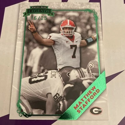 2009 Matthew Stafford Emerald дебютант No/25 Press Pass Legends Rams Lions РЕДКАЯ - Изображение 1 из 2