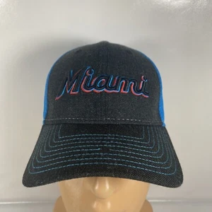 Miami Marlins Fanatics Branded Core Flex Hat - Black/Blue Size L/XL - Picture 1 of 6