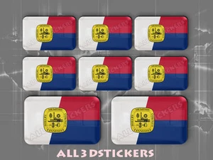 8 x 3D Stickers Resin Domed Flag Memphis - USA Adhesive Decal Vinyl - Bild 1 von 1