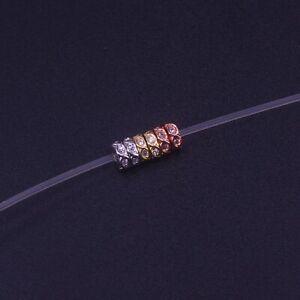 Wholesale Zircon Gemstone Pave Rondelle Bracelet Connector Charm Bead Silver 5mm