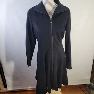 Samuel Dong Womens Full Zip Coat Dress Black Fit/Flare Stretchy Size 8 - Picture 1 of 13