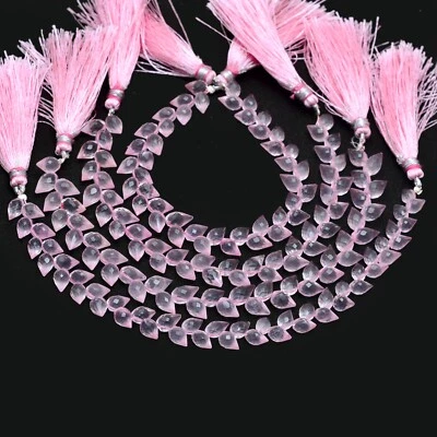 Rose Quartz Gemstone Briolette Beads, Faceted Teardrop 5mm-8mm, Jewelry Making - Image 1 of 4