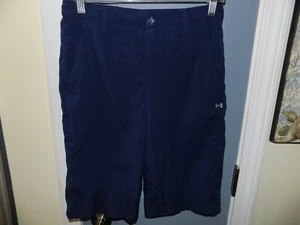 Under Armour Golf Shorts Heatgear Navy Blue Loose Adjustable Waist Size L Boy's - Picture 1 of 3