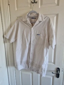 offshore - surfwear medium - button up- Short Sleeve- Summer Flower Off White - Picture 1 of 8