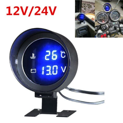 Voltímetro LED azul con pantalla digital LCD para automóvil medidor de temperatura del agua Foto 1 de 4