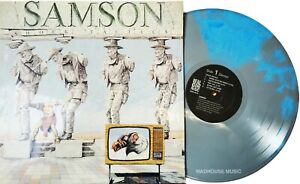 SAMSON LP Shock Tactics SILVER & BLUE SWIRL VINYL Bruce Dickinson IRON MAIDEN 