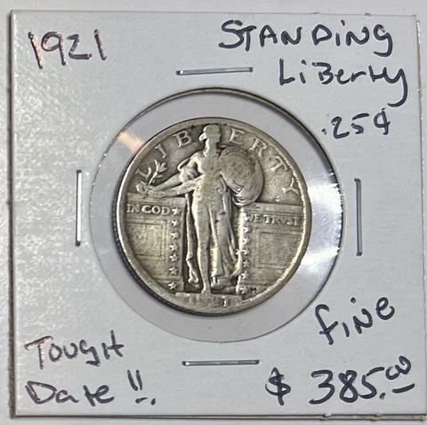 1921 Standing Liberty Silver Quarter 25C Tough Date !! Cover