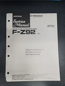 Pioneer F-Z92 FM/AM Digi Synth Tuner Circuit Diagram Service Manual w/Microfiche - Picture 1 of 2