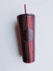 Starbucks Berry Plum Grid Disco Holiday 2020 Cold Cup Tumbler - Picture 1 of 6