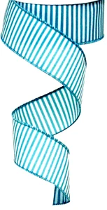 Blue White 1.5" x 2 yards Wired Ribbon Horizontal Stripe Summer Beach Spring - Picture 1 of 4