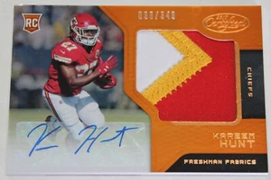 2017 CERTIFIED KAREEM HUNT RPA AUTO JERSEY PATCH #/349 RC CHIEFS ROOKIE BROWNS - Picture 1 of 2