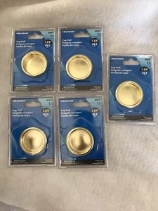 5 Pack Hillman Recessed Round Cup Pulls 1-3/4" Brass Finish 852272 N196-477 - Picture 1 of 5