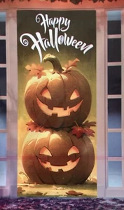 Pumpkin Door Decor Plastic Halloween Door Decoration Smile Pumpkin Holiday 30x72 - Picture 1 of 1