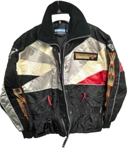 MED Vintage Yamaha Racing Winter Cold Gear Jacket Thick Insulated Snow Black Red - Picture 1 of 21