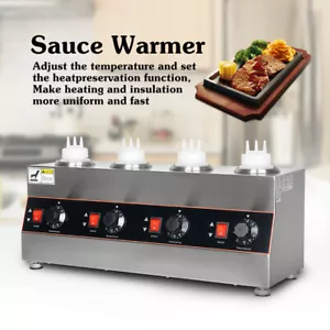 Commercial Sauce Warmer 4 Burners Hot Chocolate Jam Melting Machine Dispenser - Picture 1 of 12