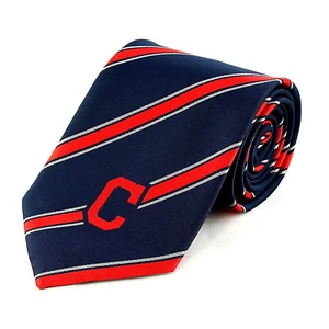 Cleveland Indians Men's Necktie MLB Baseball Sports Fan Striped Blue Neck Tie - Picture 1 of 1