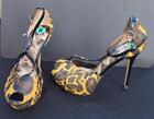 $140 SAM EDELMAN SCARLETT Dress 5 ½" heels animal print Sandals Sz 8