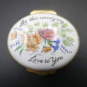 Crummles Enamel Pill Trinket Box Let This Convey My Love To You Excellent - Picture 1 of 6